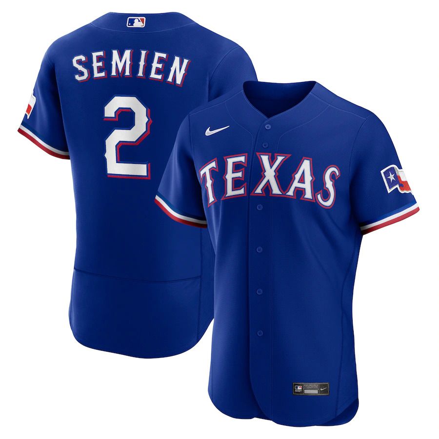 Men Texas Rangers #2 Marcus Semien Nike Royal Alternate Authentic Player MLB Jersey